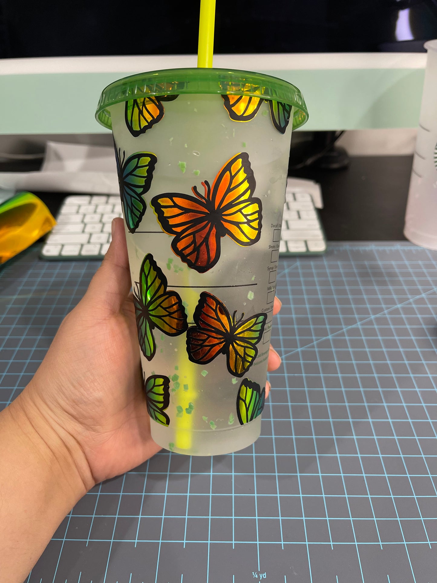 butterfly green opal starbucks cup