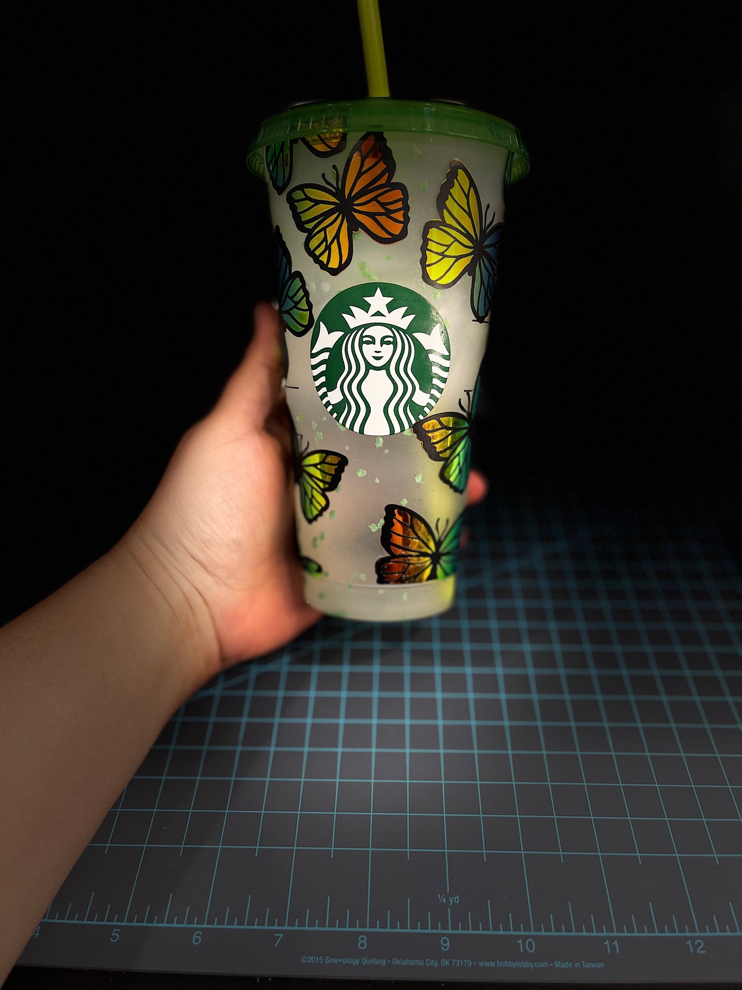 butterfly green opal starbucks cup