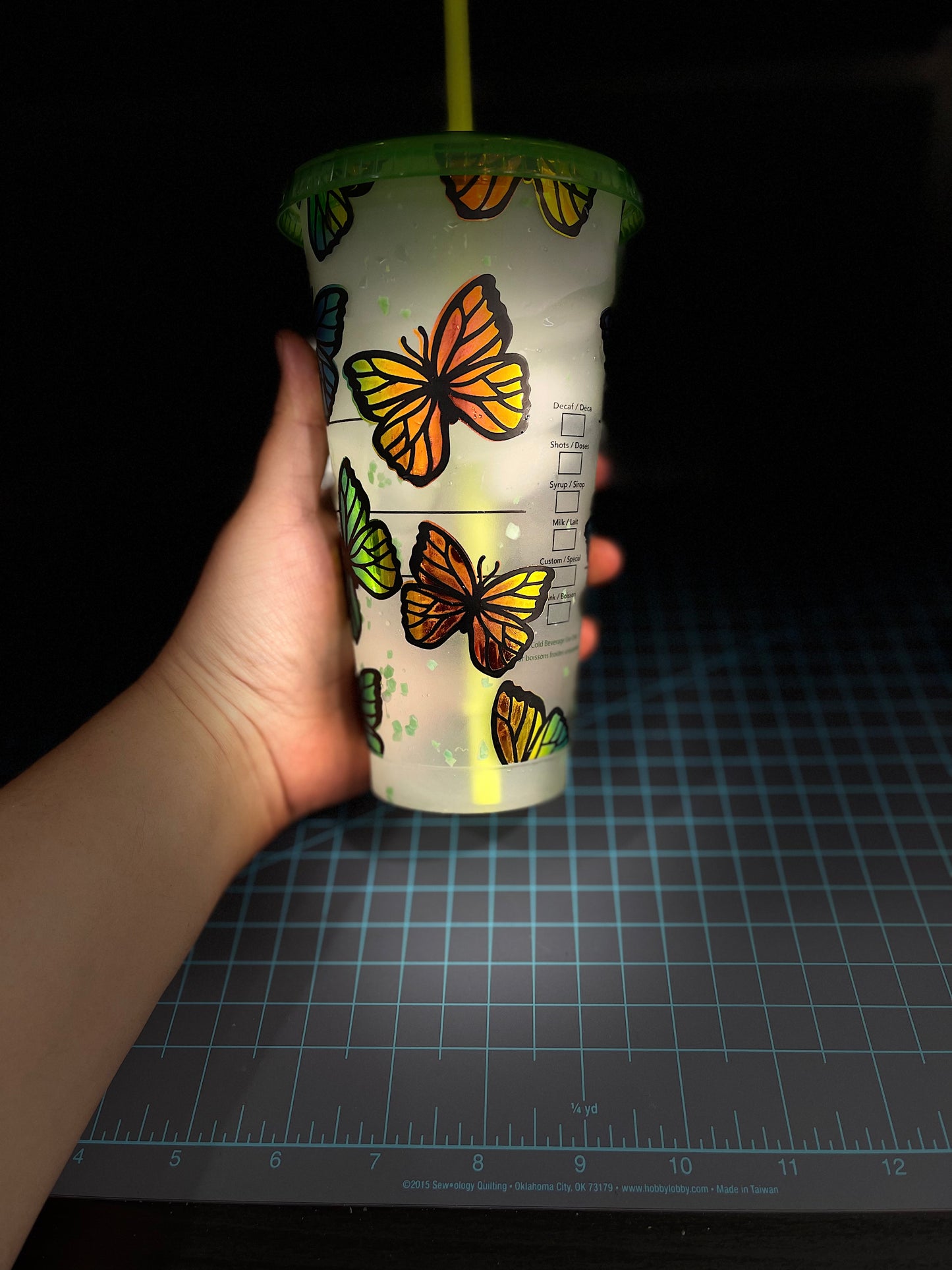 butterfly green opal starbucks cup