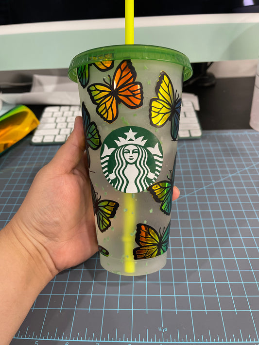 butterfly green opal starbucks cup