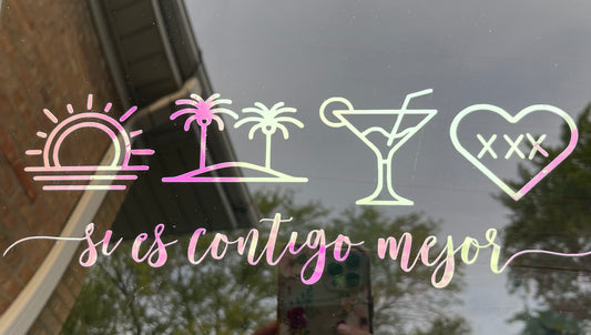 Playa sol y arena car window decal